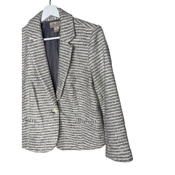 Lucky Brand Gray White Striped Knit Blazer Size M - Picture 3 of 14